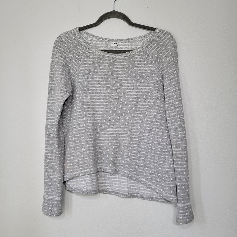 Three Dots Grey and White Stripe and Dot Top Size XS